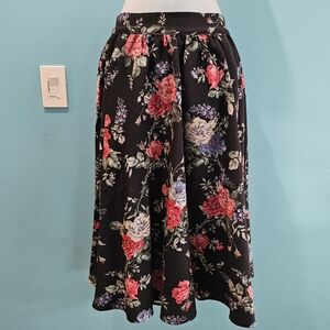 Vixen by Micheline Pitt Black Rose Floral Skirt